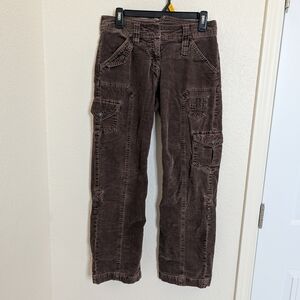 Sundance Velvet Courdoroy Cargo Pants Brown Womens Size 2 Straight Leg Low Rise